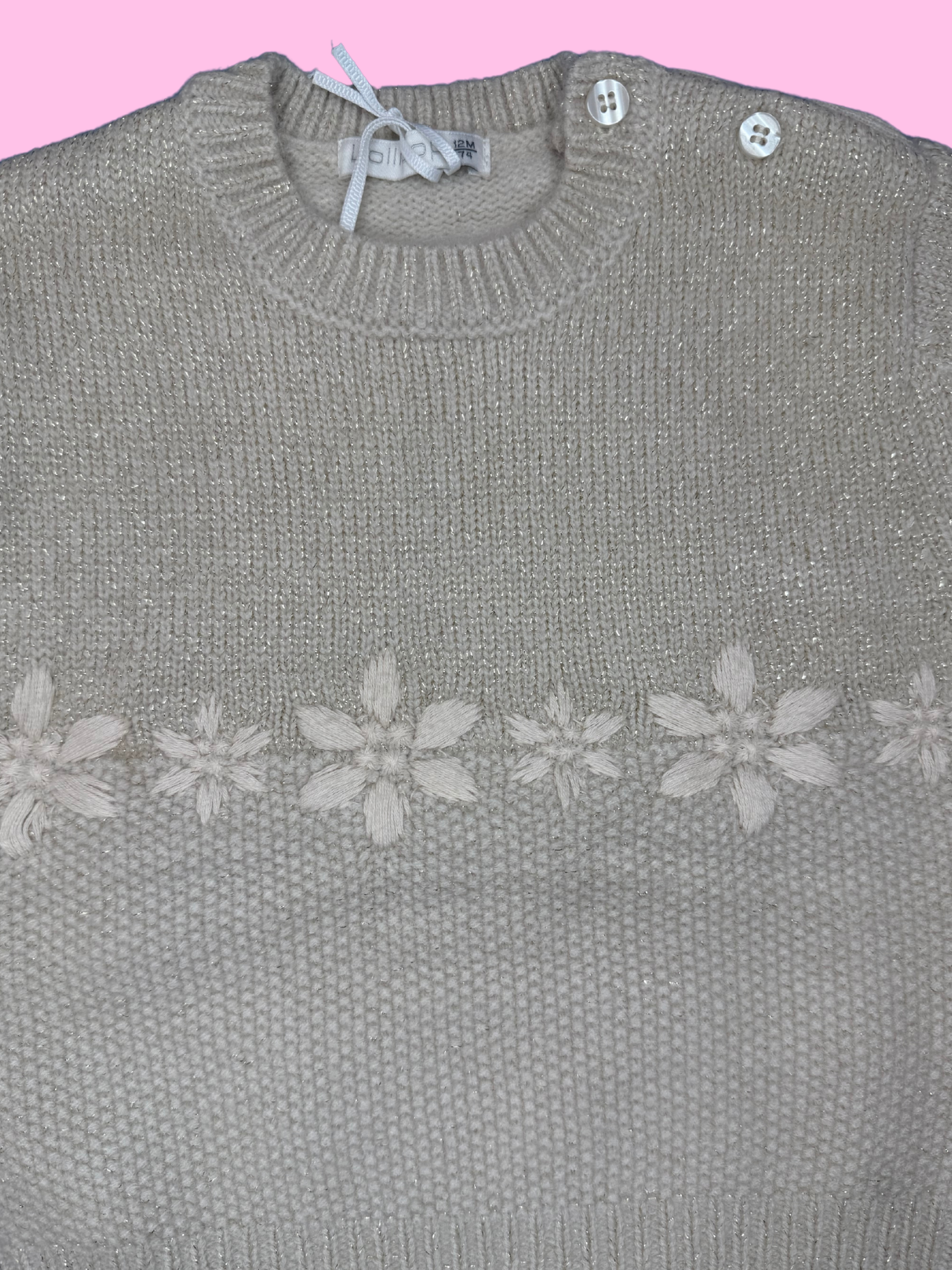 Maglione neonata con ricami floreali - 12/36 mesi