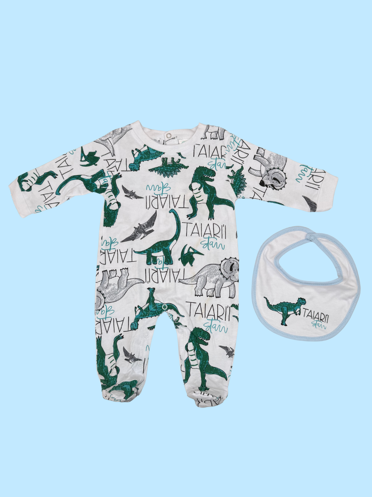 Cotton romper with bib - newborn