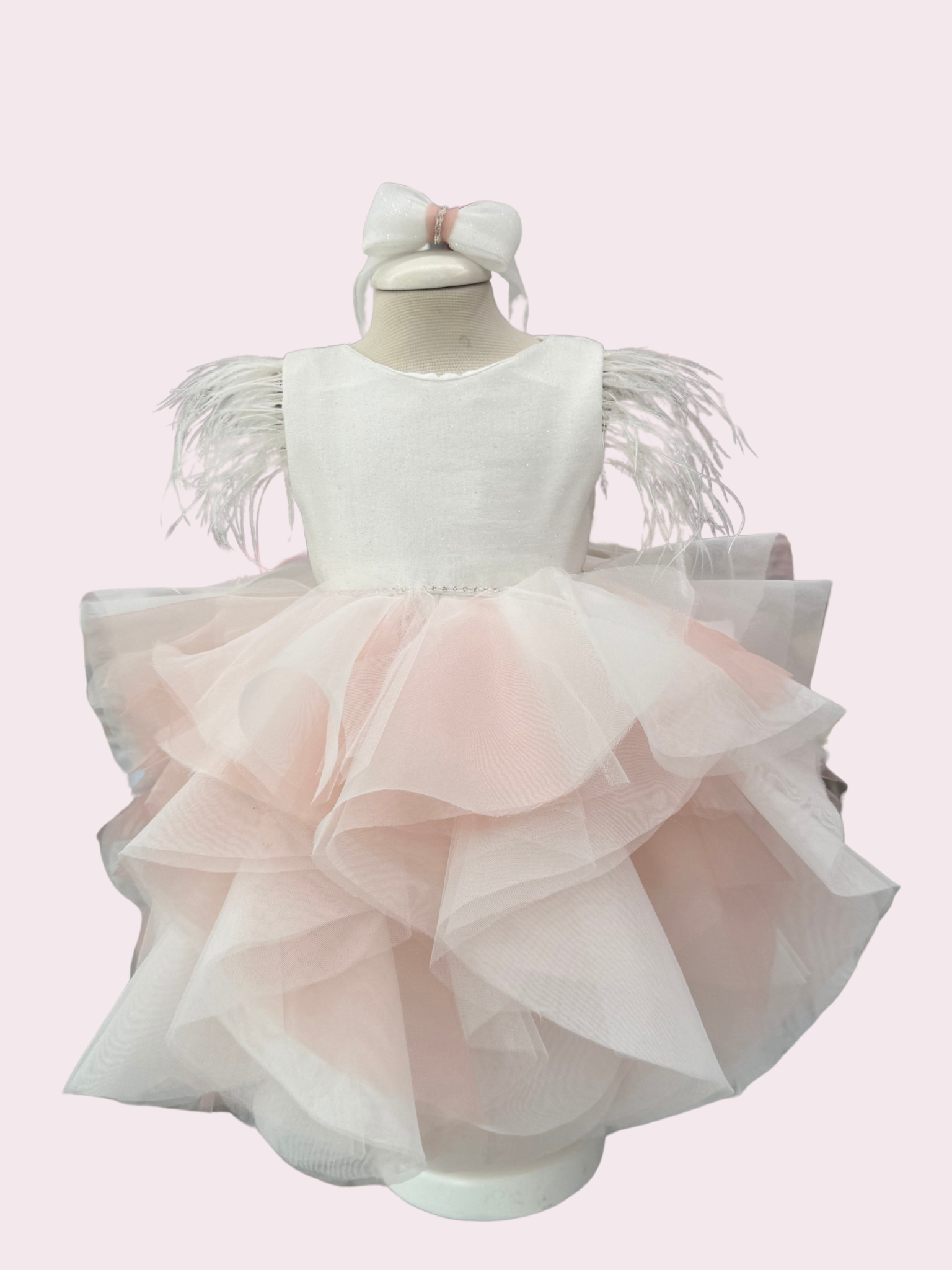 Abito con piume da cerimonia neonata - Incanto