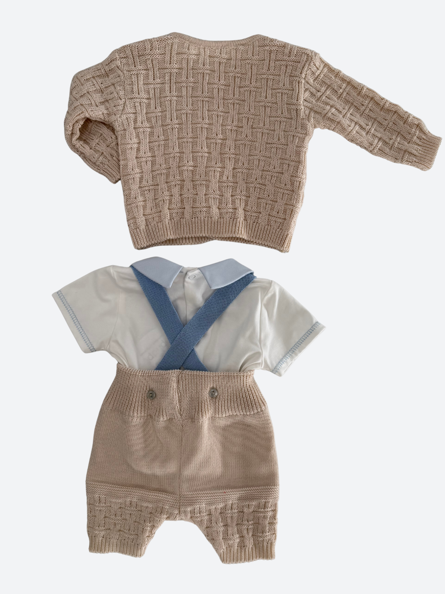 Cotton yarn newborn dungarees with cardigan - HopHopla