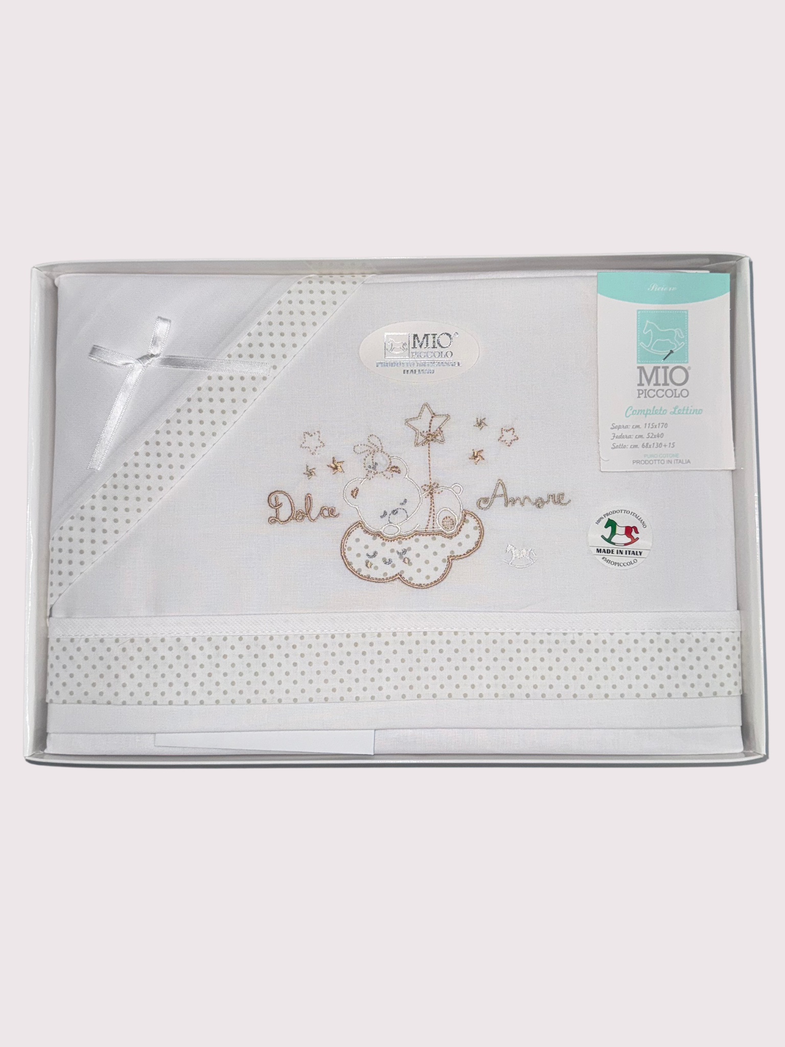 Composè lenzuola in cotone per lettino