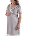 Maternity cotton nightdress with lace