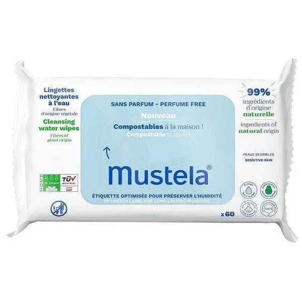 Compostable fragrance-free water wipes - Mustela