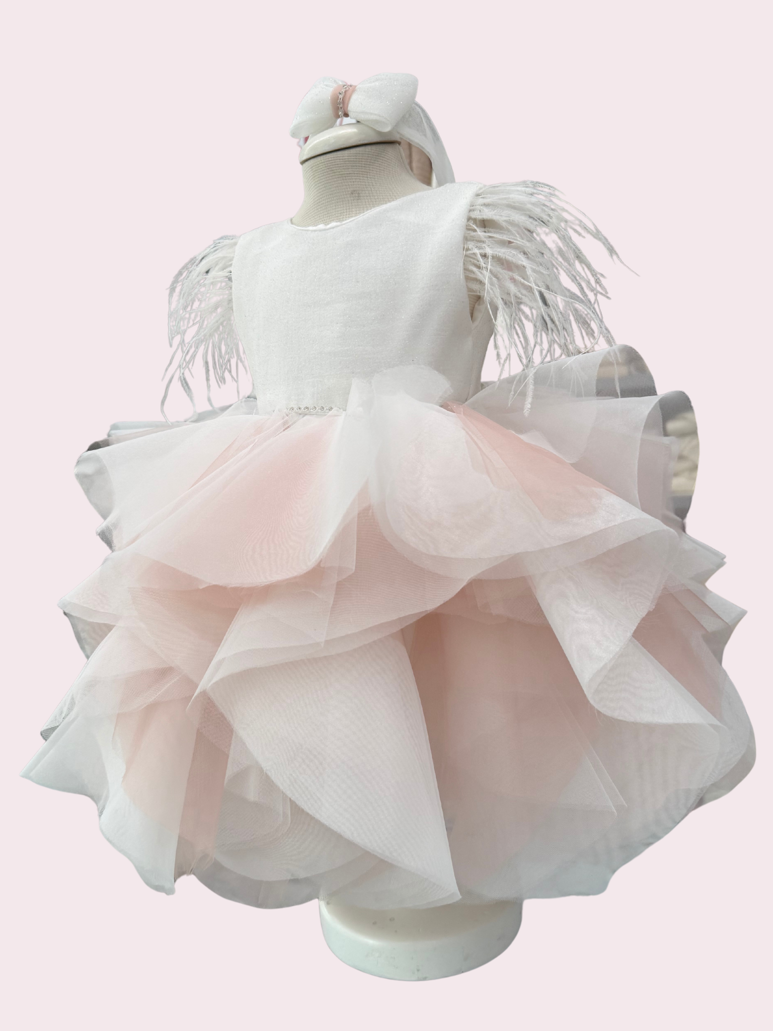 Abito con piume da cerimonia neonata - Incanto
