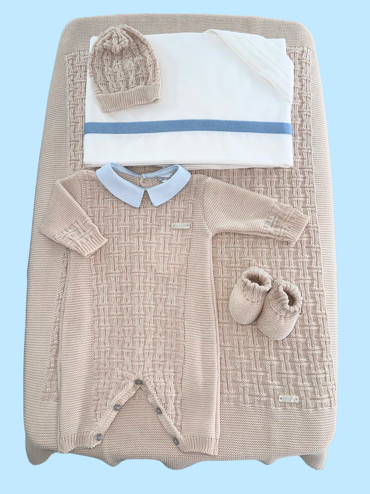 Newborn's first outfit set in cotton yarn - HopHopla