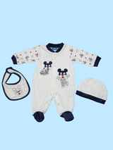 Set tutina, berretto e bavaglino in ciniglia - neonato