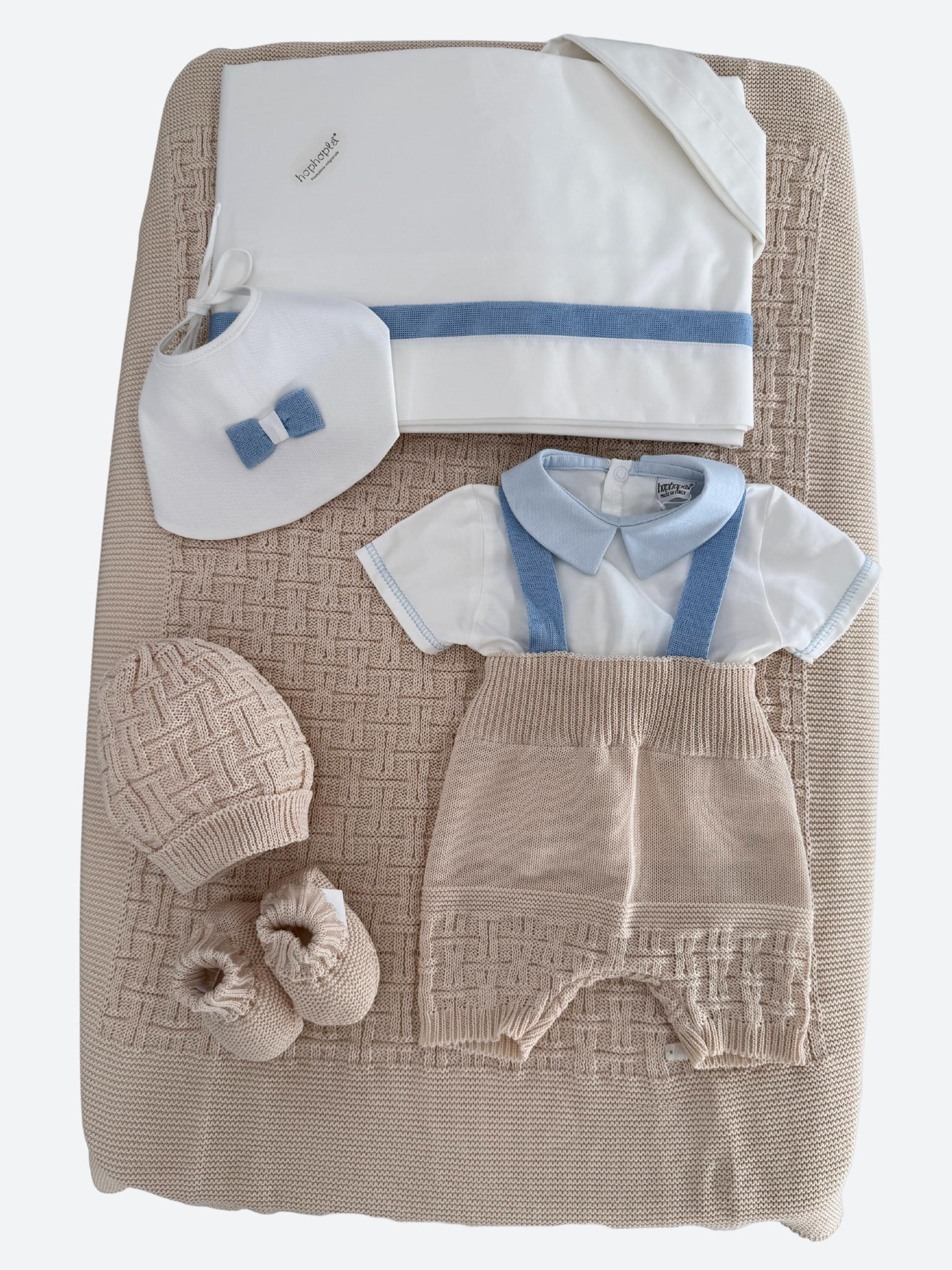 Newborn's first outfit set in cotton yarn - HopHopla