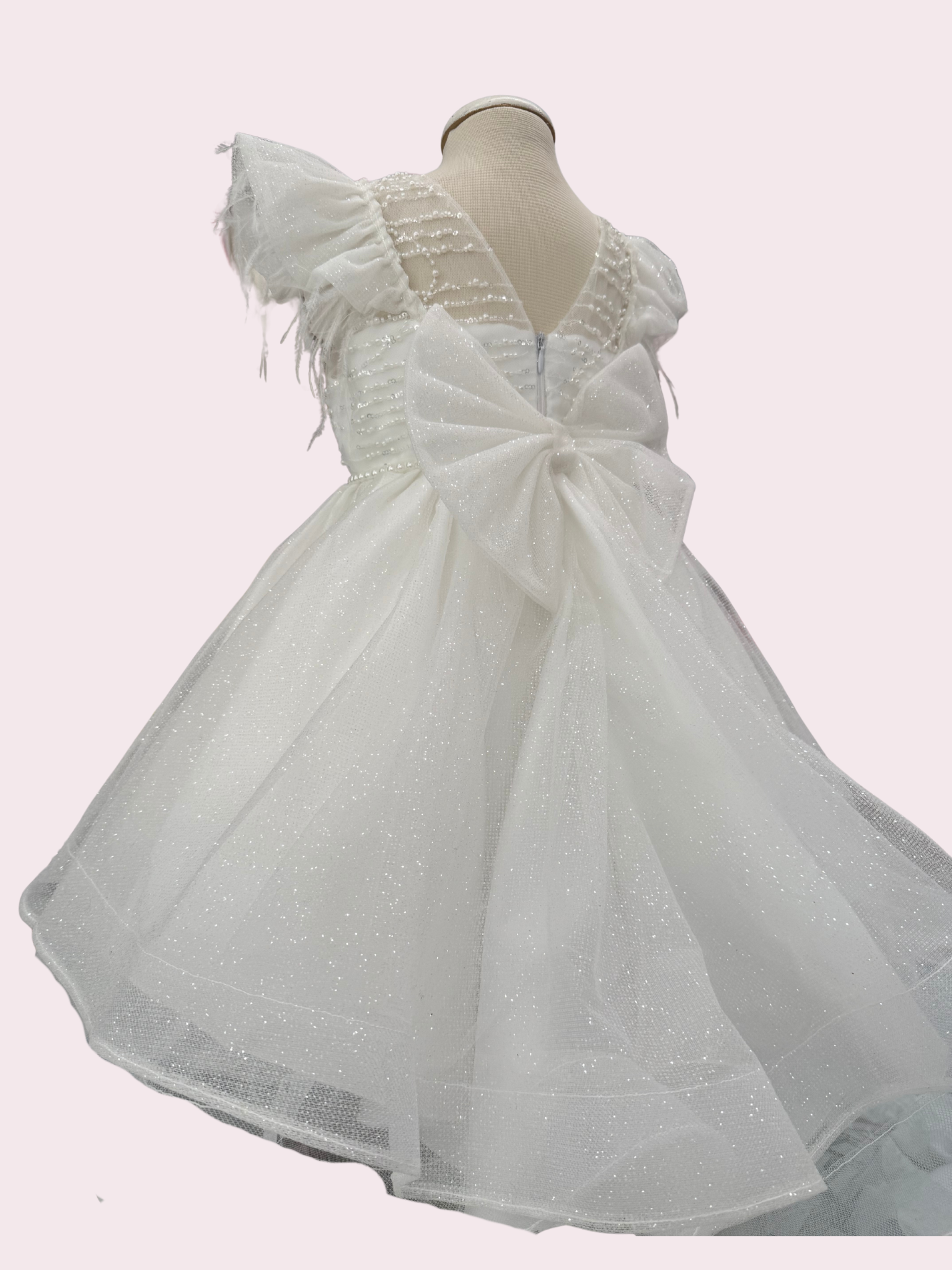 Abito con piume da cerimonia neonata - Incanto