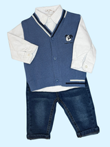 Completo elegante neonato con camicia - 3/18 mesi
