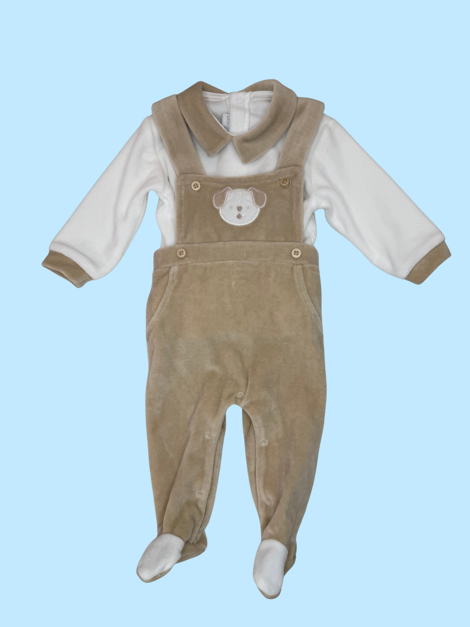 Chenille baby dungarees