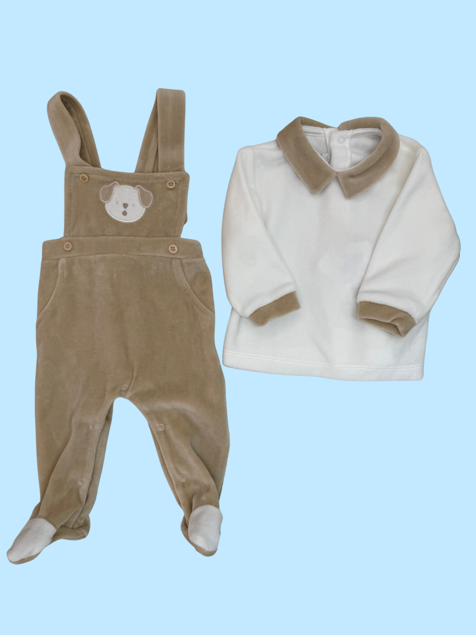 Chenille baby dungarees