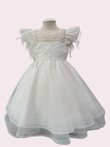 Baby ceremony dress with feathers - Incanto