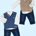 Completo elegante neonato con camicia - 3/18 mesi