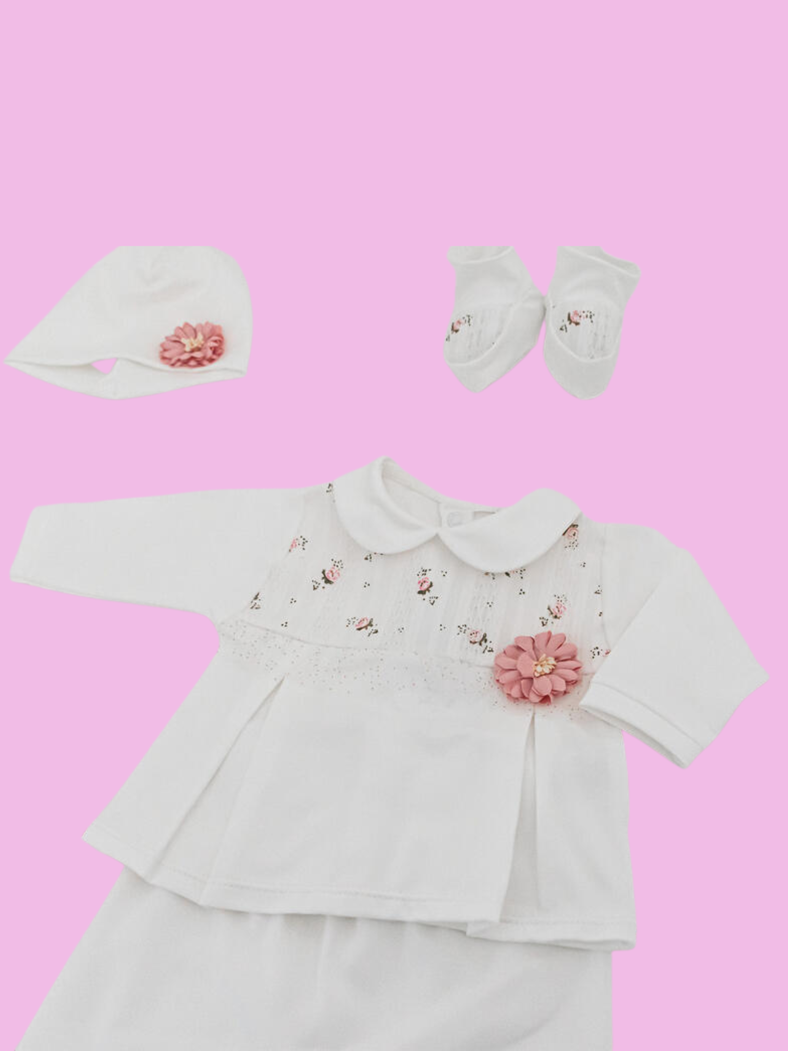 Newborn baby's first outfit set in cotton - HopHopla