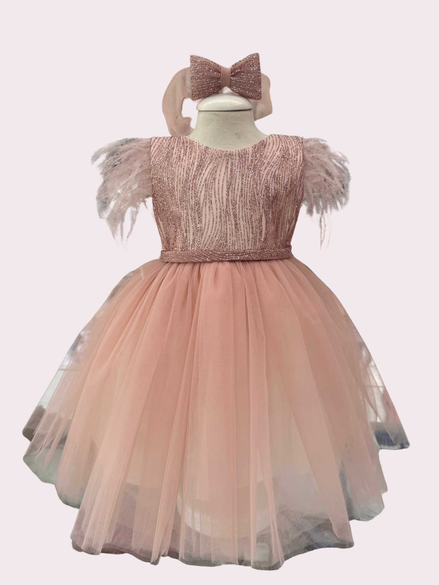 Abito con piume da cerimonia neonata - Incanto