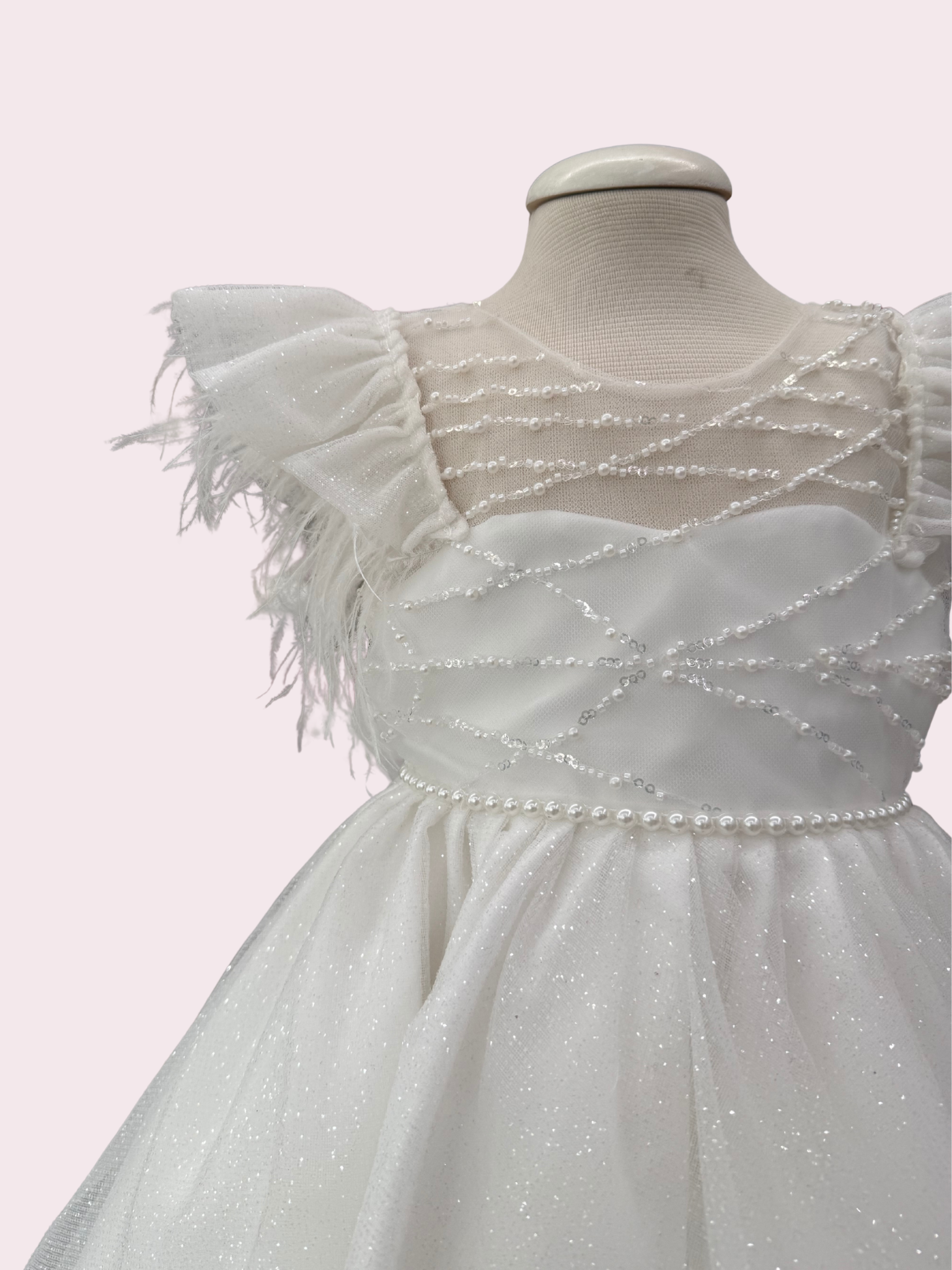 Abito con piume da cerimonia neonata - Incanto