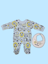 Tutina in cotone con bavaglino - neonato