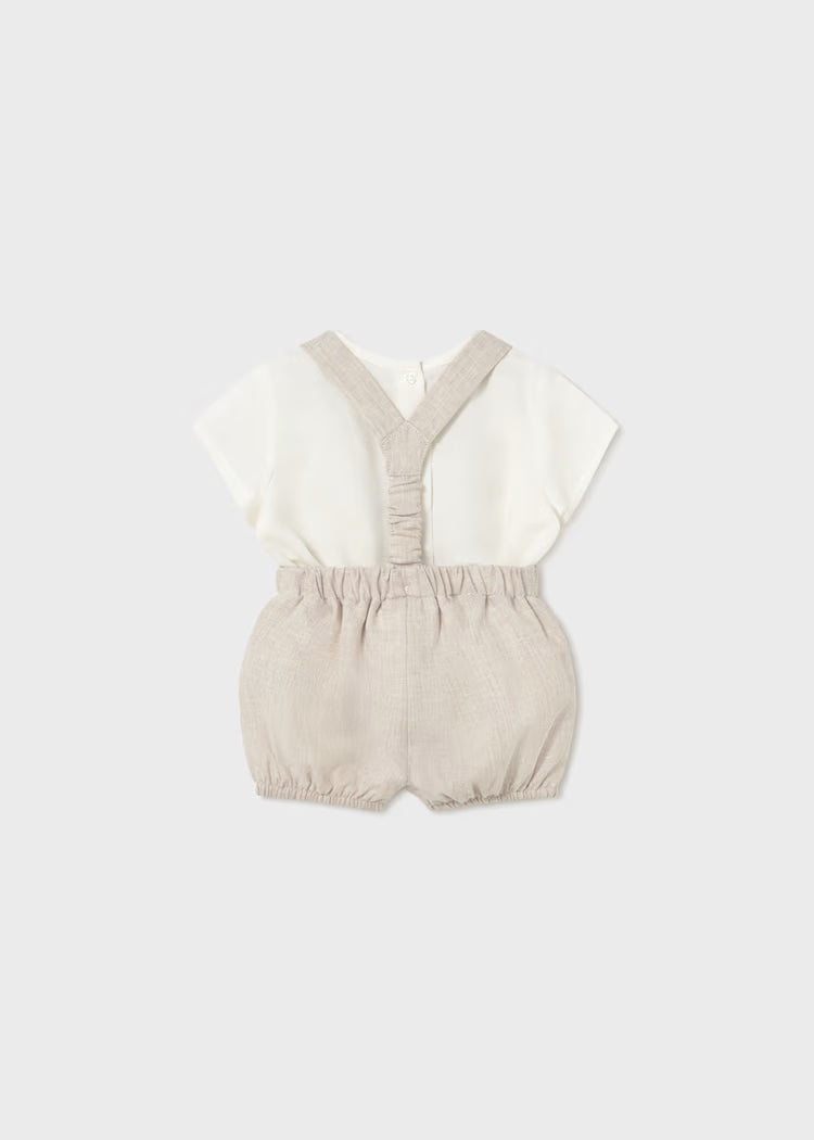 Baby cotton and linen dungarees