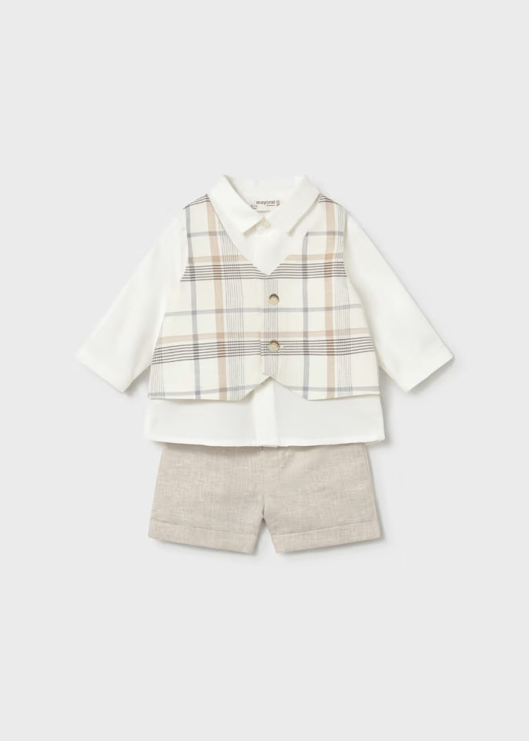 Newborn cotton and linen waistcoat set