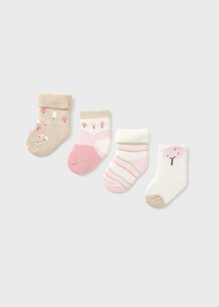 Set of 4 warm cotton baby girl socks - Mayoral