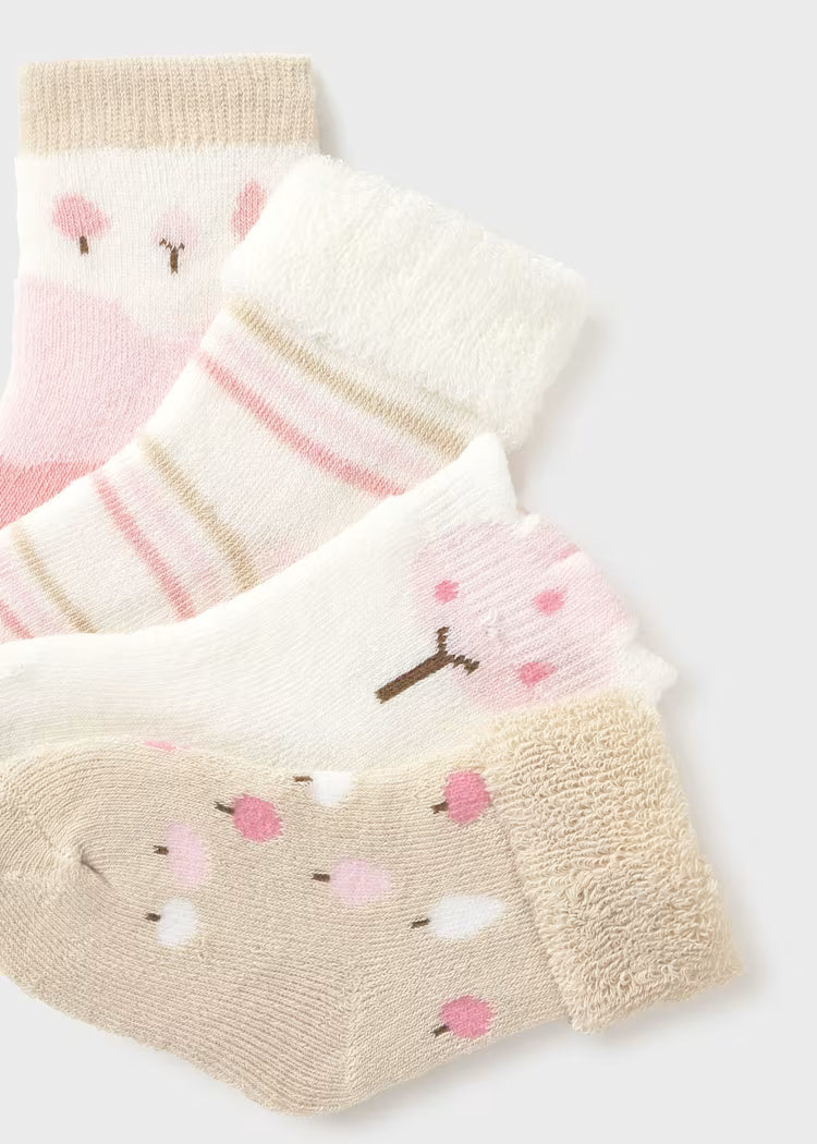 Set of 4 warm cotton baby girl socks - Mayoral