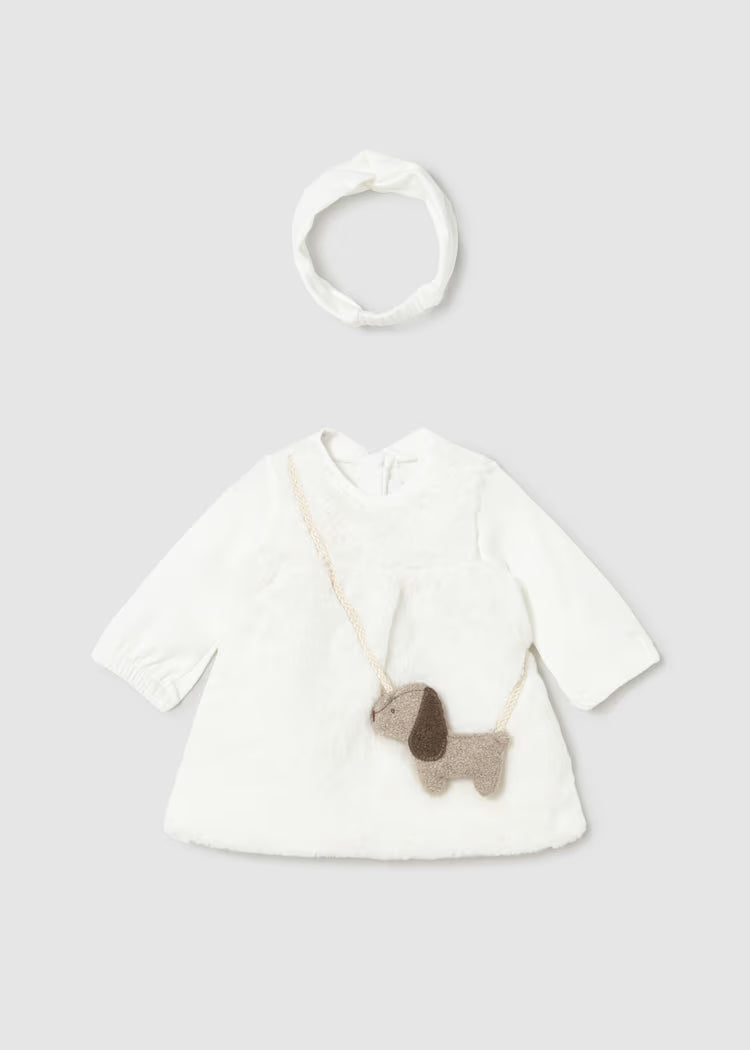 Abito effetto peluche con borsa e fascia - Mayoral - 1/18 mesi